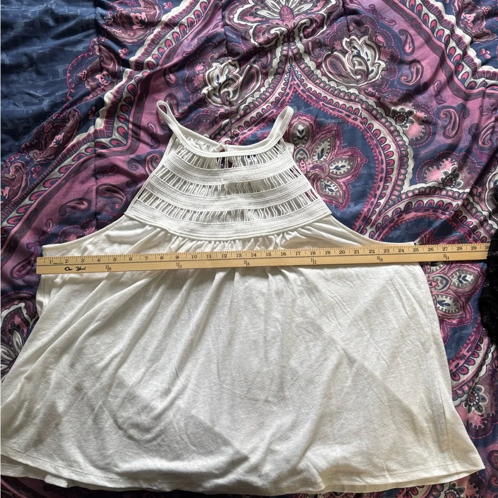 Old Navy White Sleeveless Crochet-Trim‎ Linen-Blend Top Plus Size XXL - Picture 7 of 8